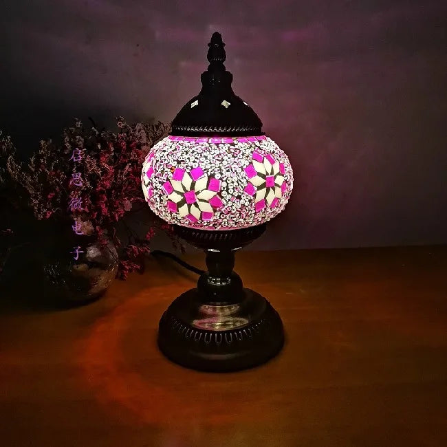 Mediterranean Ember — Hand-Inlaid Mosaic Glass Table Lamp
