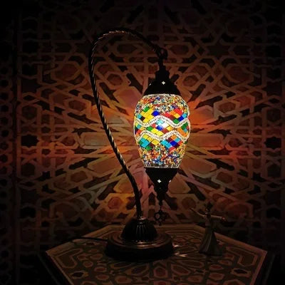 Silent Swan — Mosaic Glass Table Lamp | Art Deco Style