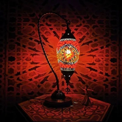 Silent Swan — Mosaic Glass Table Lamp | Art Deco Style