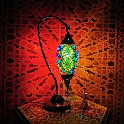 Silent Swan — Mosaic Glass Table Lamp | Art Deco Style