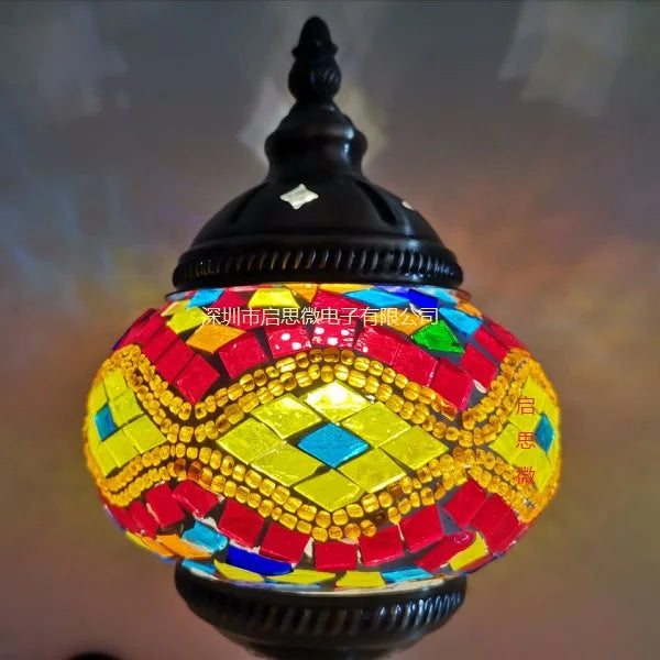 Mediterranean Ember — Hand-Inlaid Mosaic Glass Table Lamp