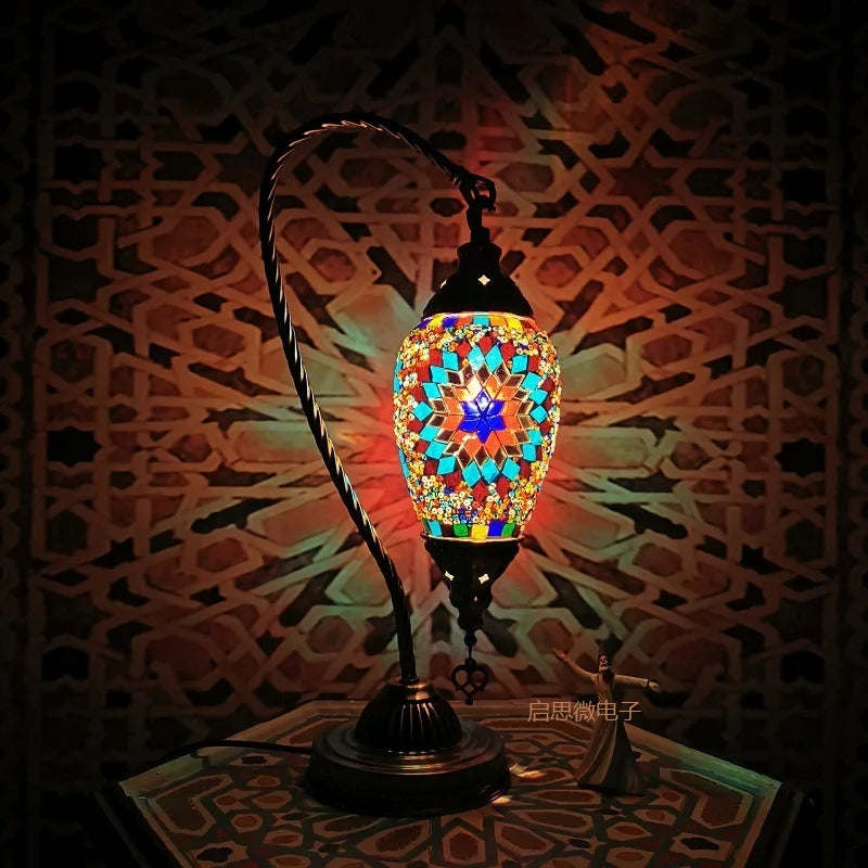 Silent Swan — Mosaic Glass Table Lamp | Art Deco Style