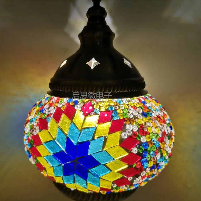 Mediterranean Ember — Hand-Inlaid Mosaic Glass Table Lamp