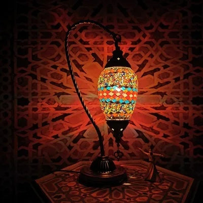 Silent Swan — Mosaic Glass Table Lamp | Art Deco Style