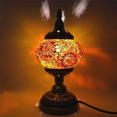 Mediterranean Ember — Hand-Inlaid Mosaic Glass Table Lamp