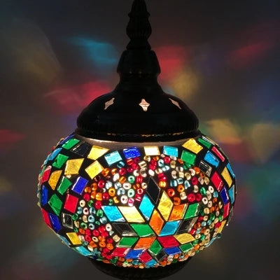 Mediterranean Ember — Hand-Inlaid Mosaic Glass Table Lamp