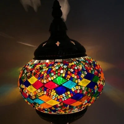 Mediterranean Ember — Hand-Inlaid Mosaic Glass Table Lamp