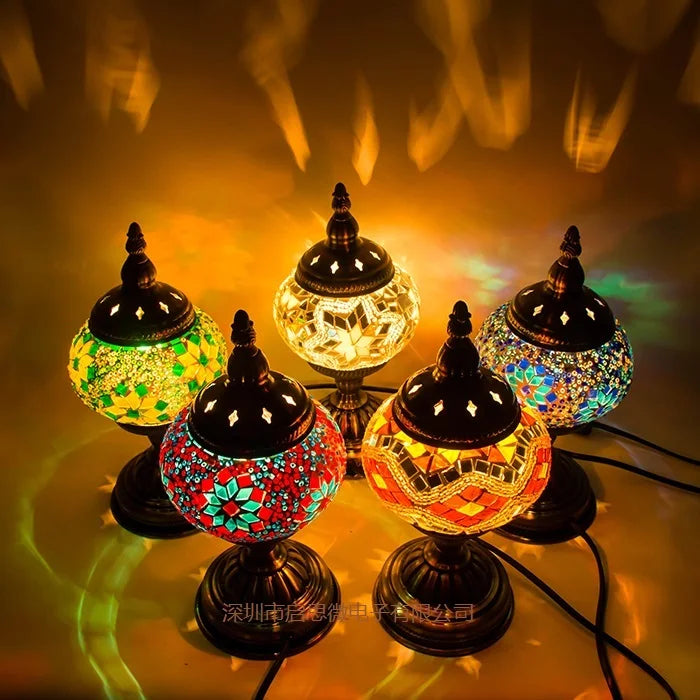 Mediterranean Ember — Hand-Inlaid Mosaic Glass Table Lamp