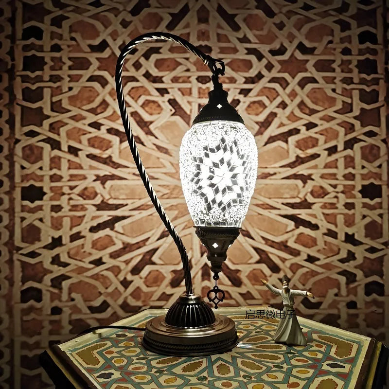 Silent Swan — Mosaic Glass Table Lamp | Art Deco Style