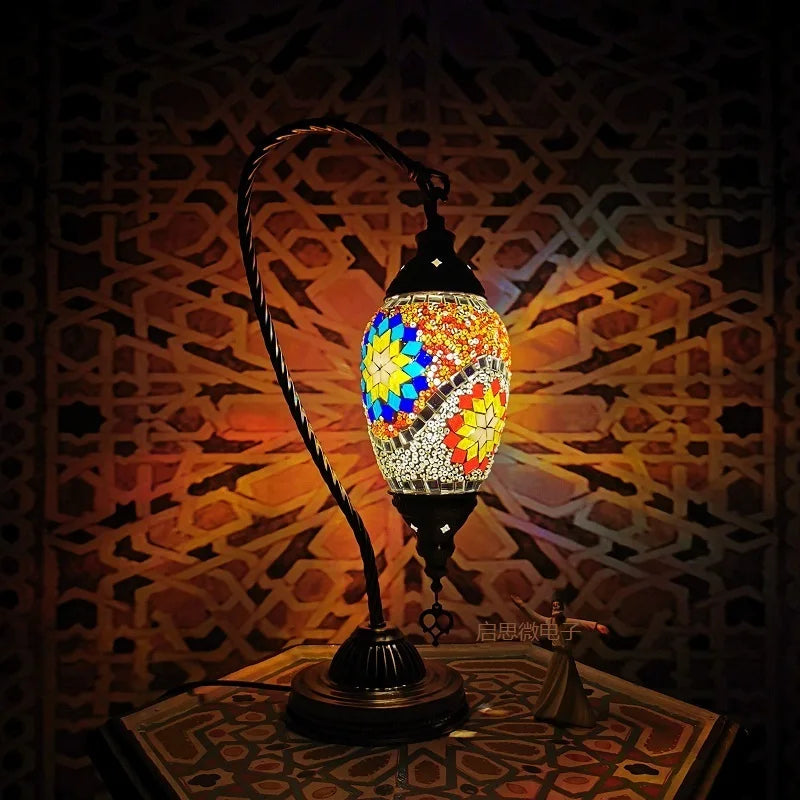 Silent Swan — Mosaic Glass Table Lamp | Art Deco Style