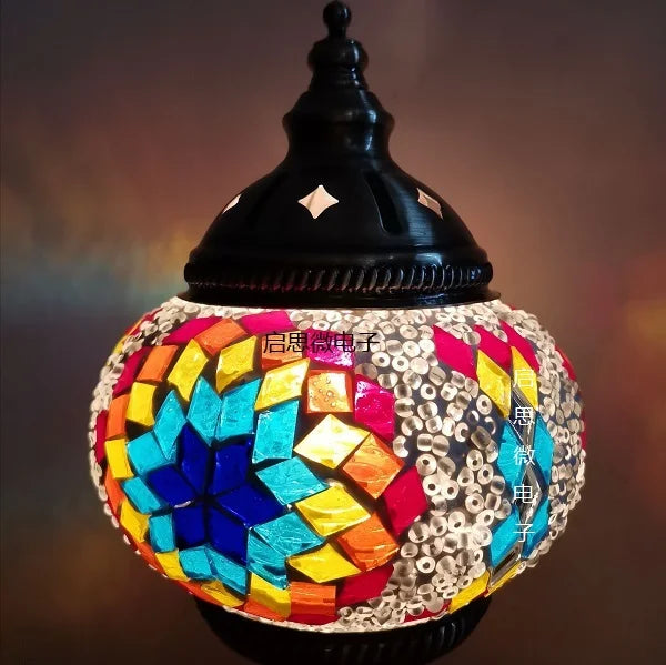 Mediterranean Ember — Hand-Inlaid Mosaic Glass Table Lamp