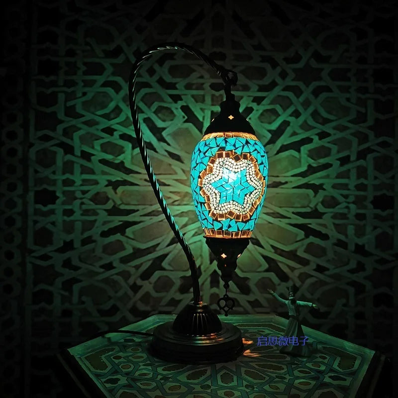Silent Swan — Mosaic Glass Table Lamp | Art Deco Style