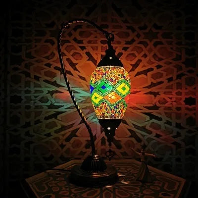 Silent Swan — Mosaic Glass Table Lamp | Art Deco Style