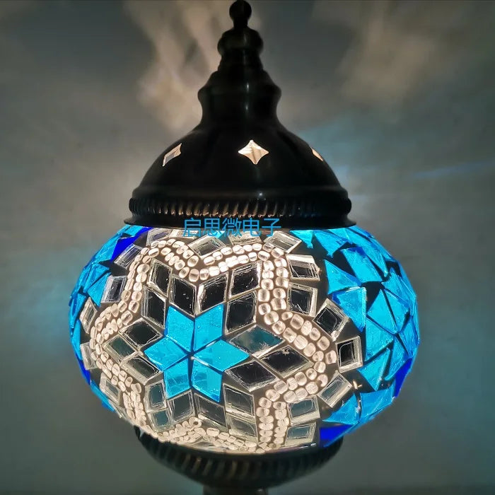 Mediterranean Ember — Hand-Inlaid Mosaic Glass Table Lamp