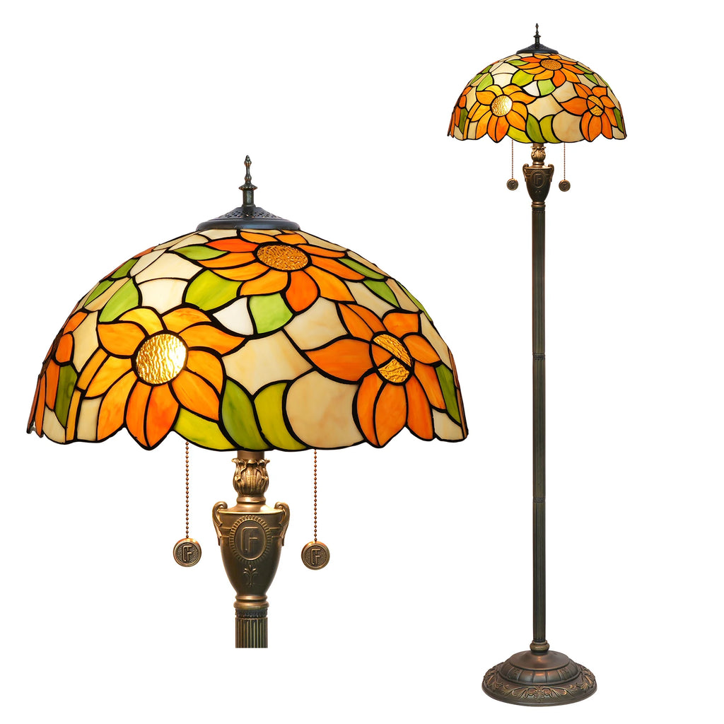 Amber Grove — Mosaic Stained Glass Floor Lamp | Tiffany Style