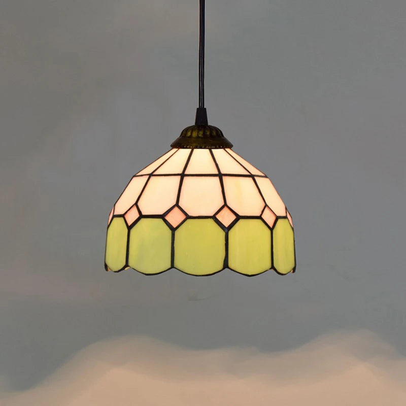 Aegean Whisper — Compact Stained Glass Pendant Lamp | Tiffany Style