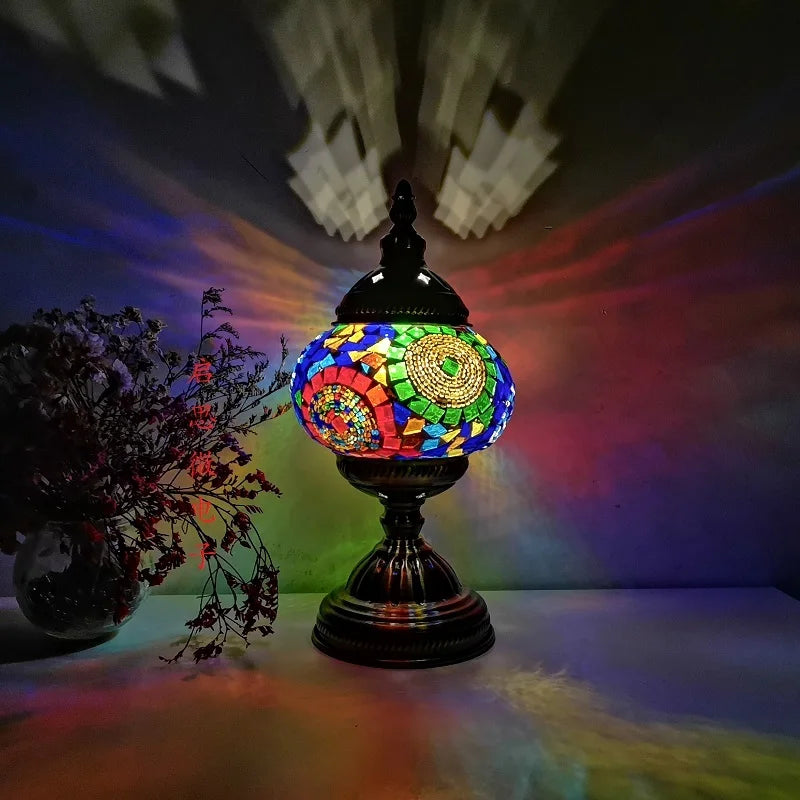 Mediterranean Ember — Hand-Inlaid Mosaic Glass Table Lamp