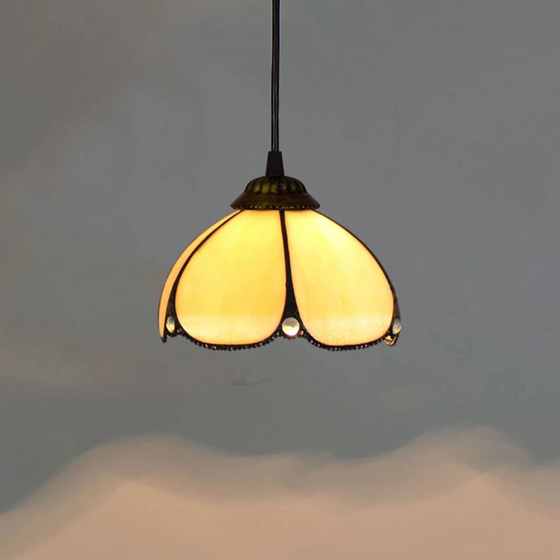 Aegean Whisper — Compact Stained Glass Pendant Lamp | Tiffany Style