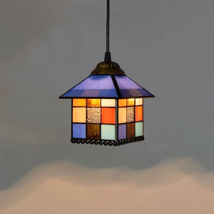 Aegean Whisper — Compact Stained Glass Pendant Lamp | Tiffany Style