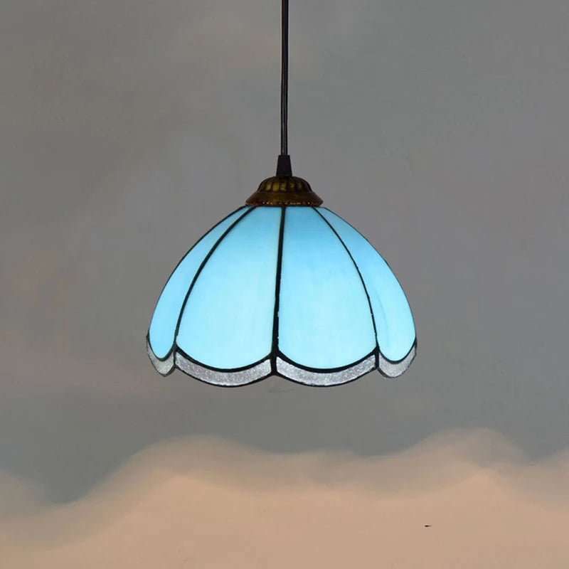 Aegean Whisper — Compact Stained Glass Pendant Lamp | Tiffany Style