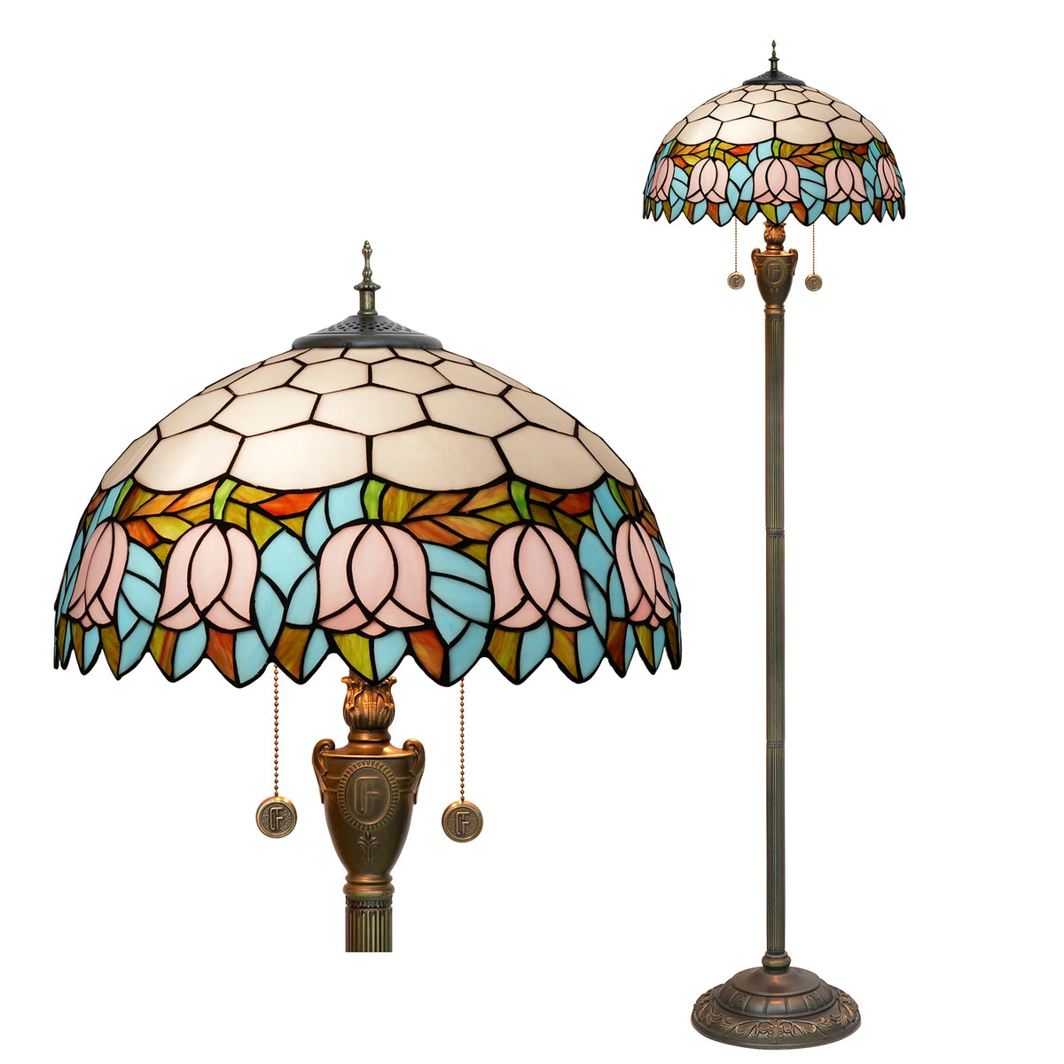 Amber Grove — Mosaic Stained Glass Floor Lamp | Tiffany Style