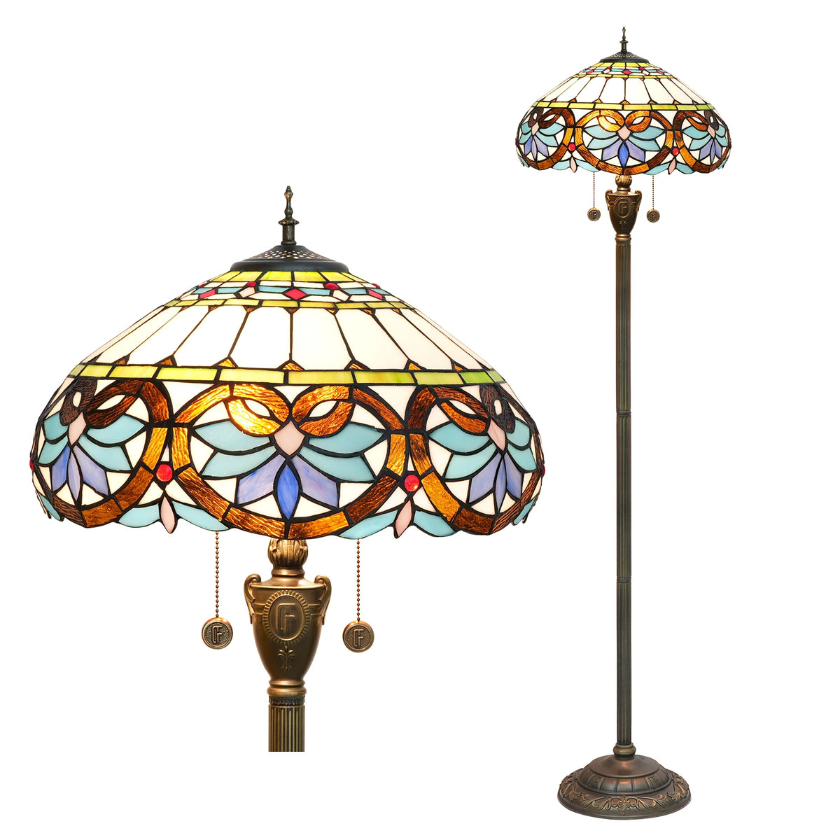 Amber Grove — Mosaic Stained Glass Floor Lamp | Tiffany Style