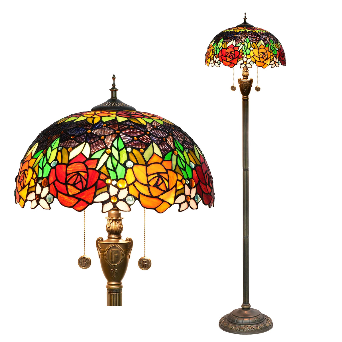 Amber Grove — Mosaic Stained Glass Floor Lamp | Tiffany Style