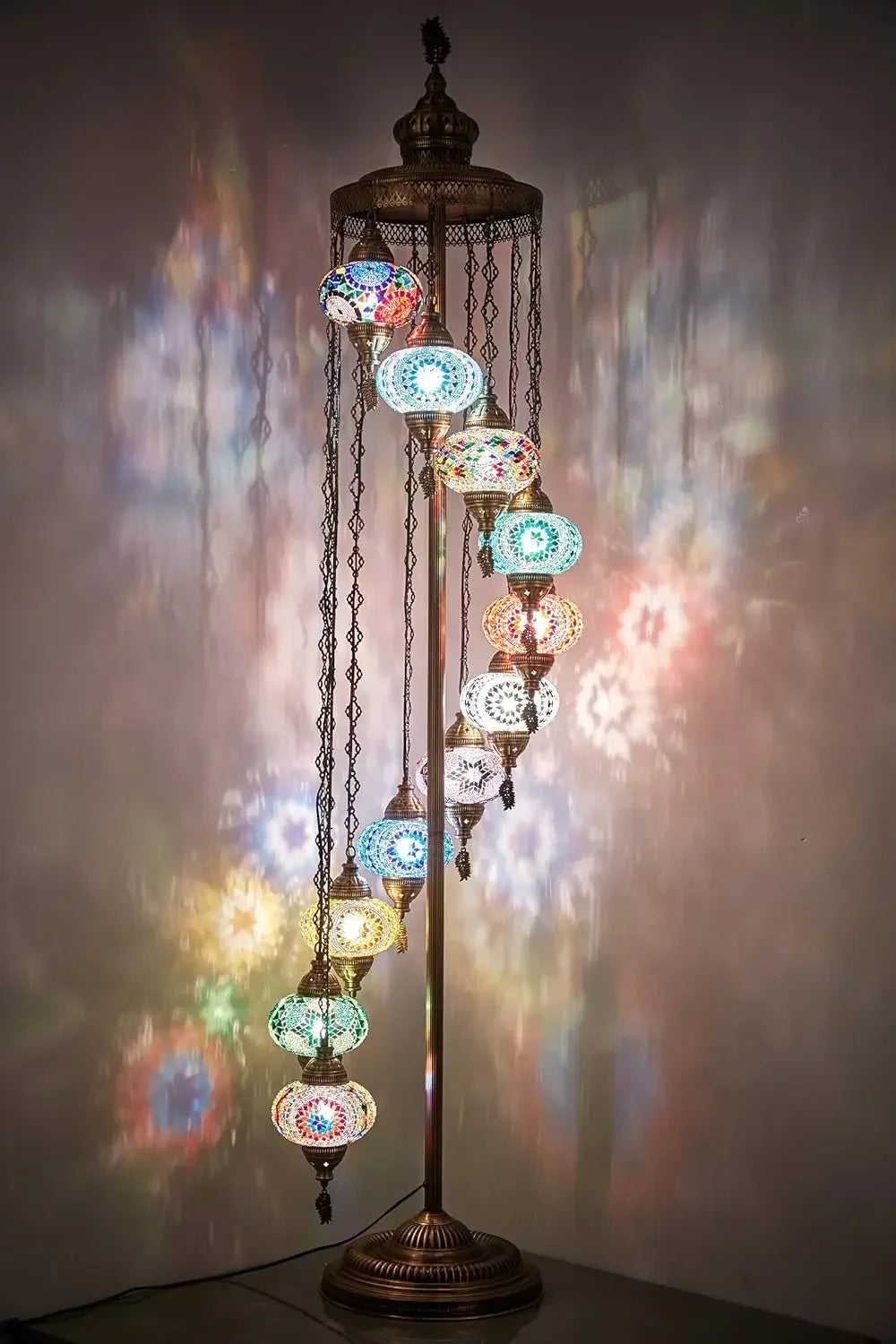 Marrakech Tall — 11-Globe Turkish Mosaic Floor Lamp