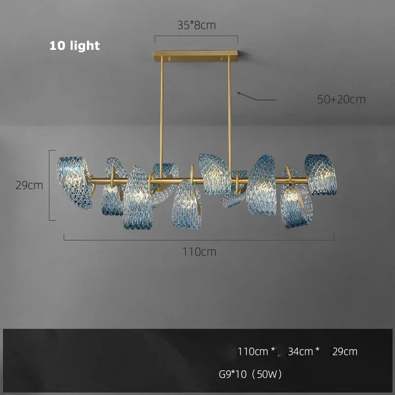 Azure Wave — Blue Glass & Brass Sculptural Lamp