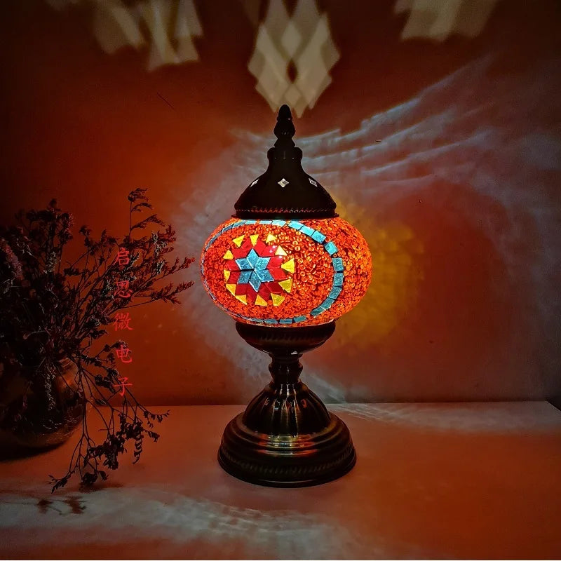 Mediterranean Ember — Hand-Inlaid Mosaic Glass Table Lamp