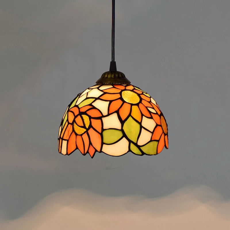 Aegean Whisper — Compact Stained Glass Pendant Lamp | Tiffany Style