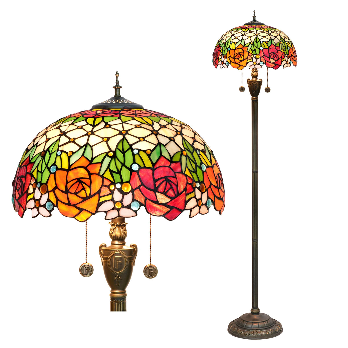 Amber Grove — Mosaic Stained Glass Floor Lamp | Tiffany Style
