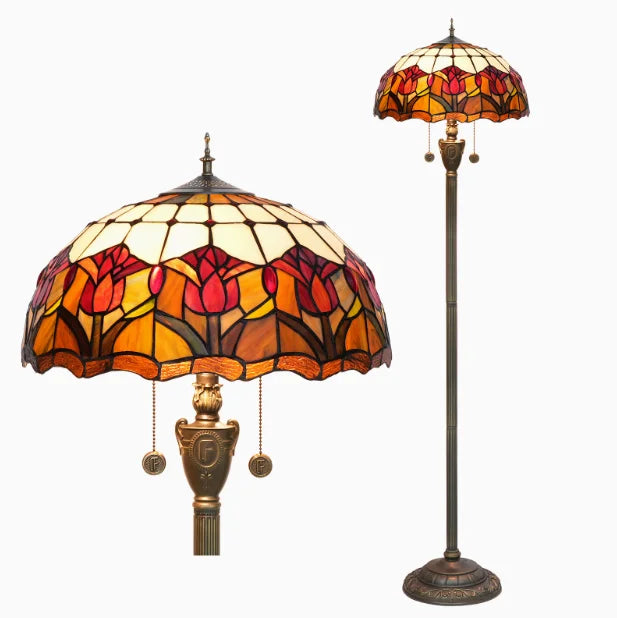 Amber Grove — Mosaic Stained Glass Floor Lamp | Tiffany Style