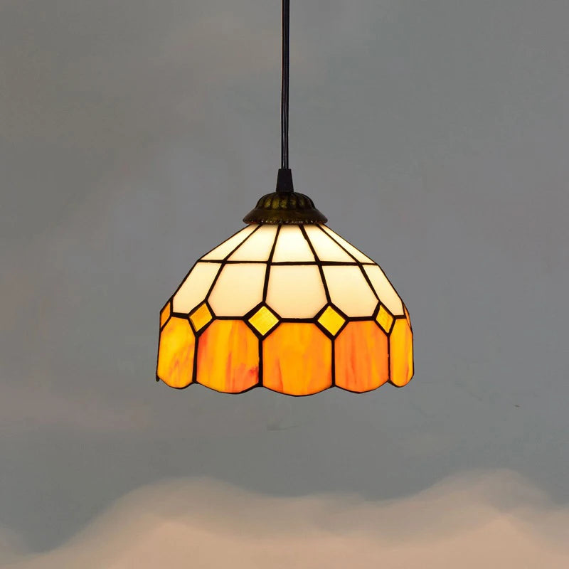 Aegean Whisper — Compact Stained Glass Pendant Lamp | Tiffany Style