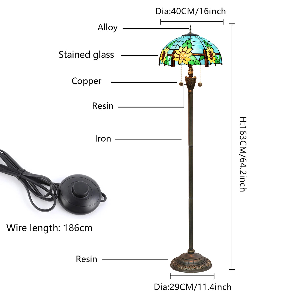 Amber Grove — Mosaic Stained Glass Floor Lamp | Tiffany Style