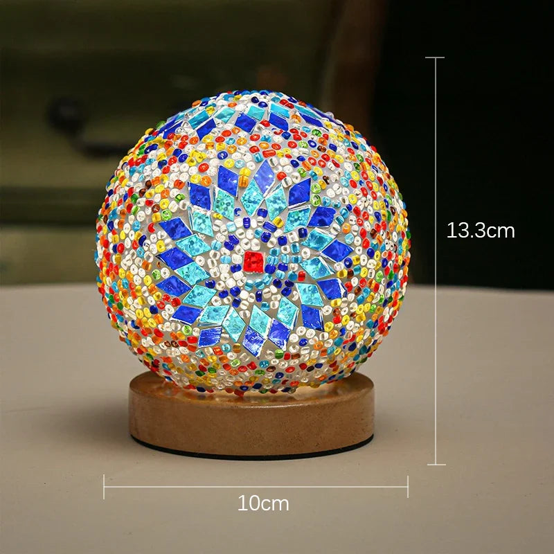 Bohemian Mosaic Glass Desk Lamp — Stained Glass Table Light