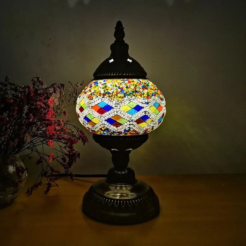 Mediterranean Ember — Hand-Inlaid Mosaic Glass Table Lamp
