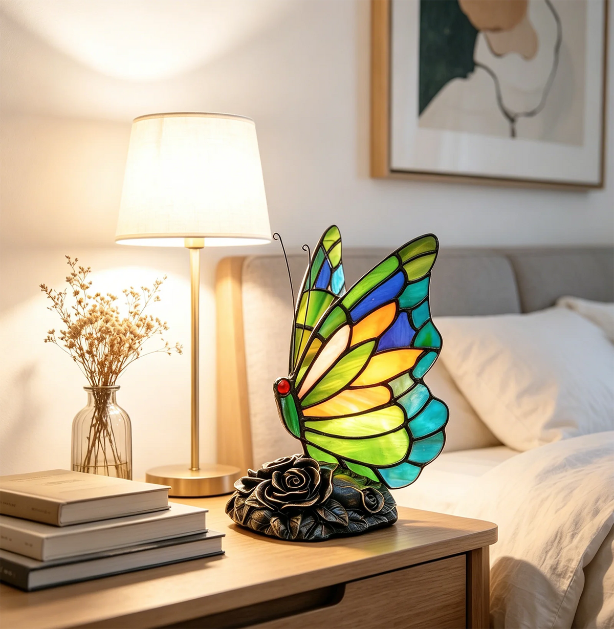 Garden Metamorphosis — Butterfly Stained Glass Table Lamp | Tiffany Style