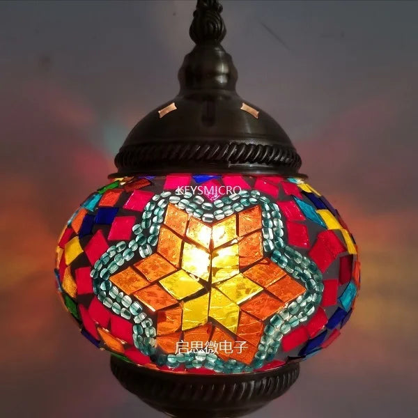 Mediterranean Ember — Hand-Inlaid Mosaic Glass Table Lamp