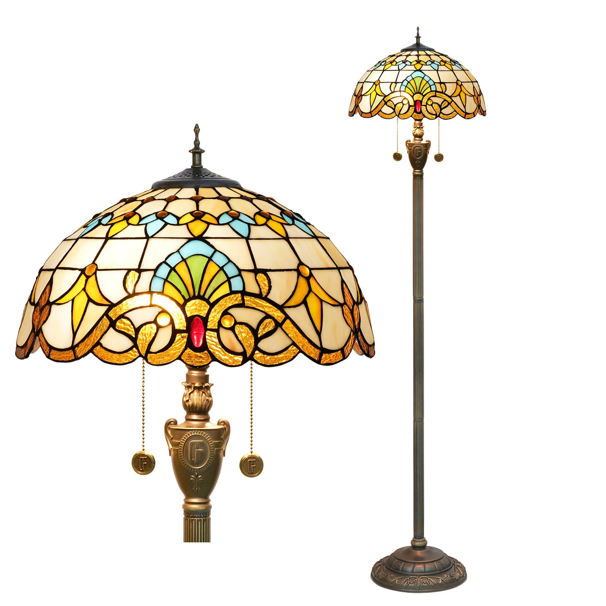 Amber Grove — Mosaic Stained Glass Floor Lamp | Tiffany Style