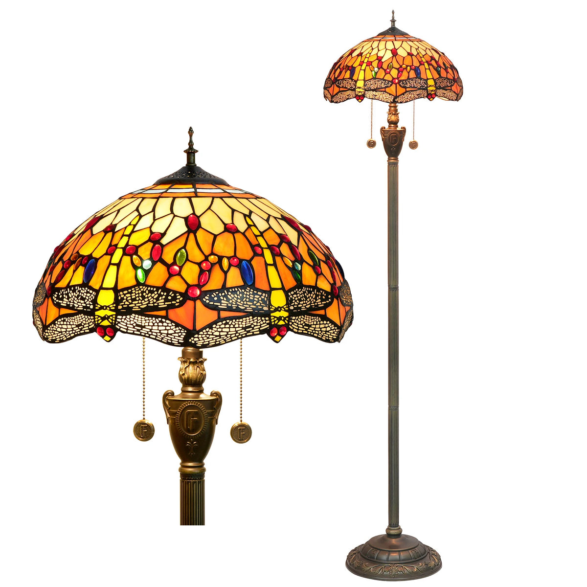 Amber Grove — Mosaic Stained Glass Floor Lamp | Tiffany Style