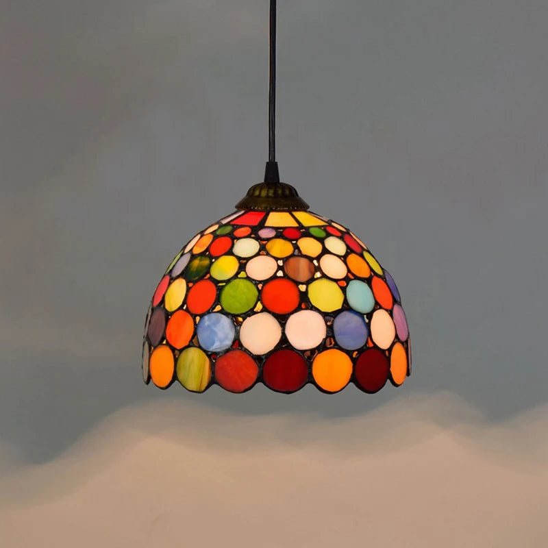 Aegean Whisper — Compact Stained Glass Pendant Lamp | Tiffany Style