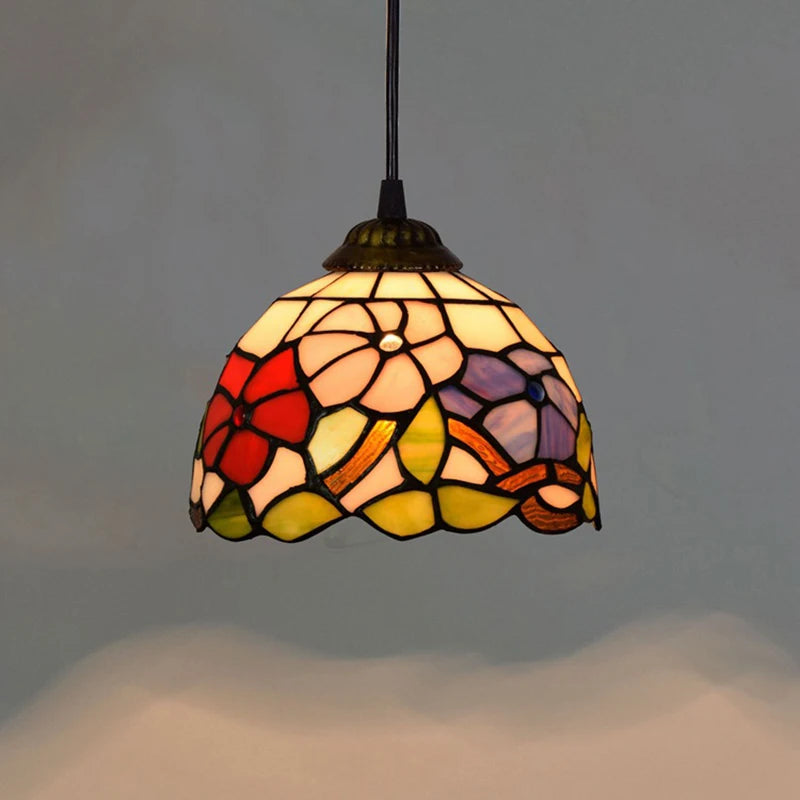 Aegean Whisper — Compact Stained Glass Pendant Lamp | Tiffany Style