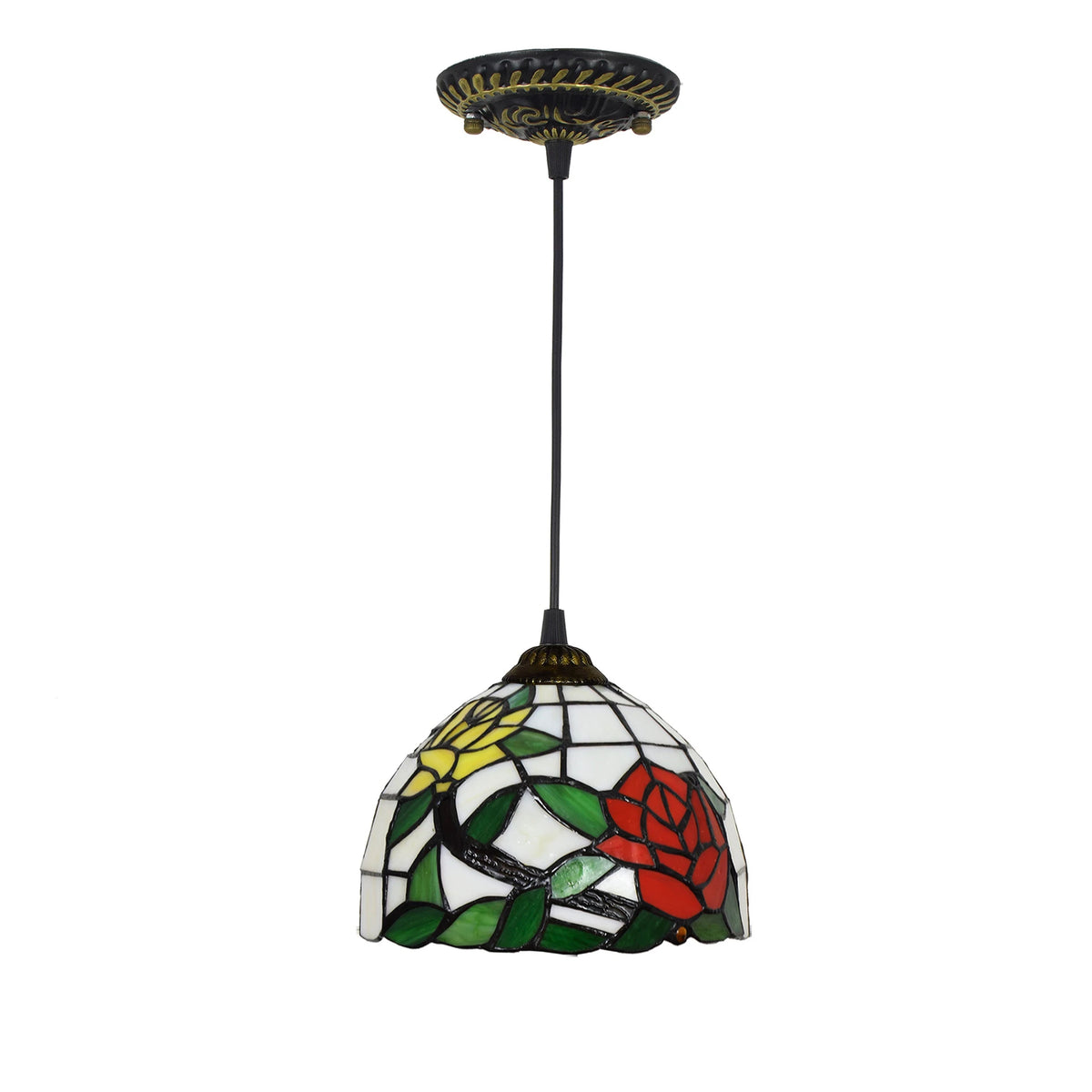Aegean Whisper — Compact Stained Glass Pendant Lamp | Tiffany Style