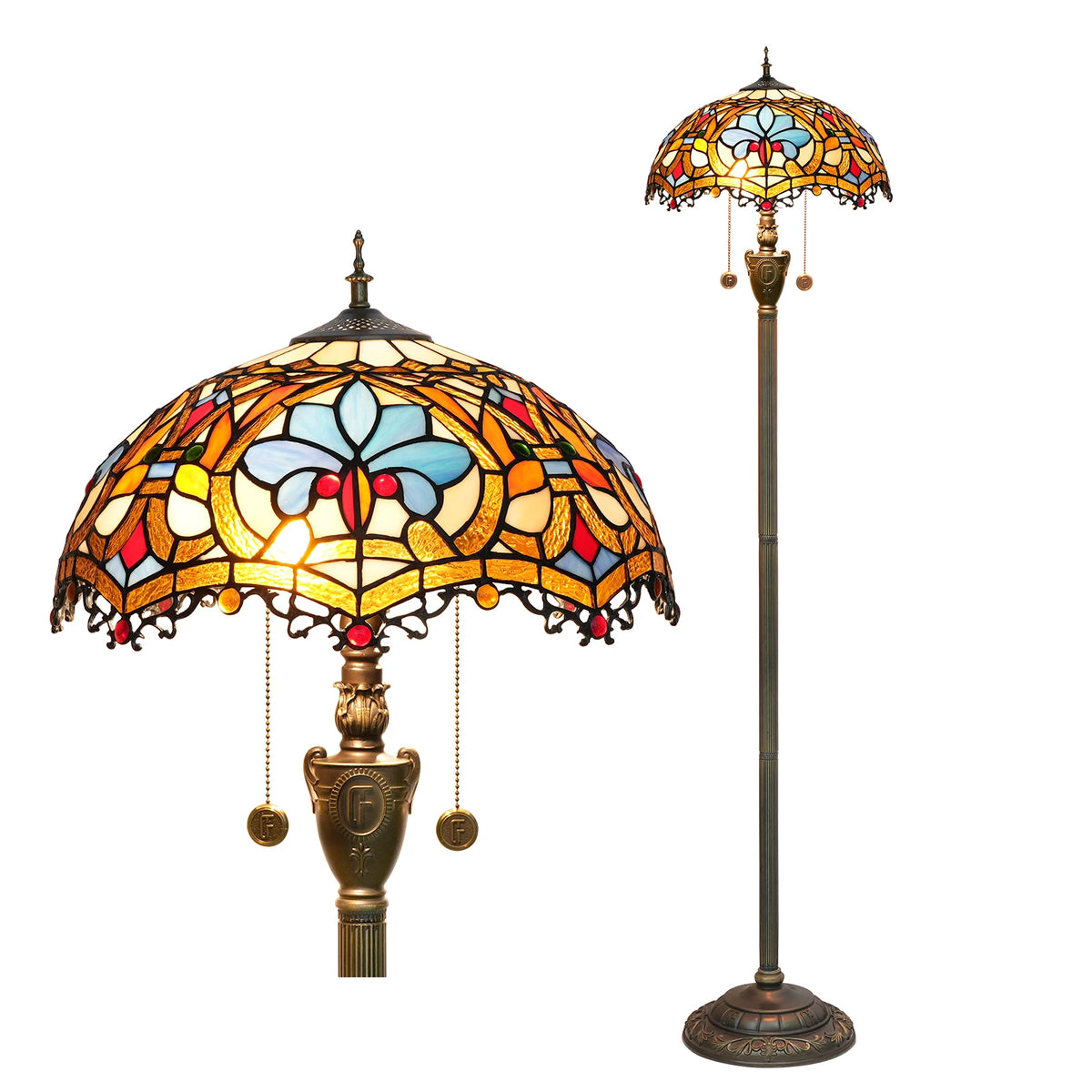 Amber Grove — Mosaic Stained Glass Floor Lamp | Tiffany Style