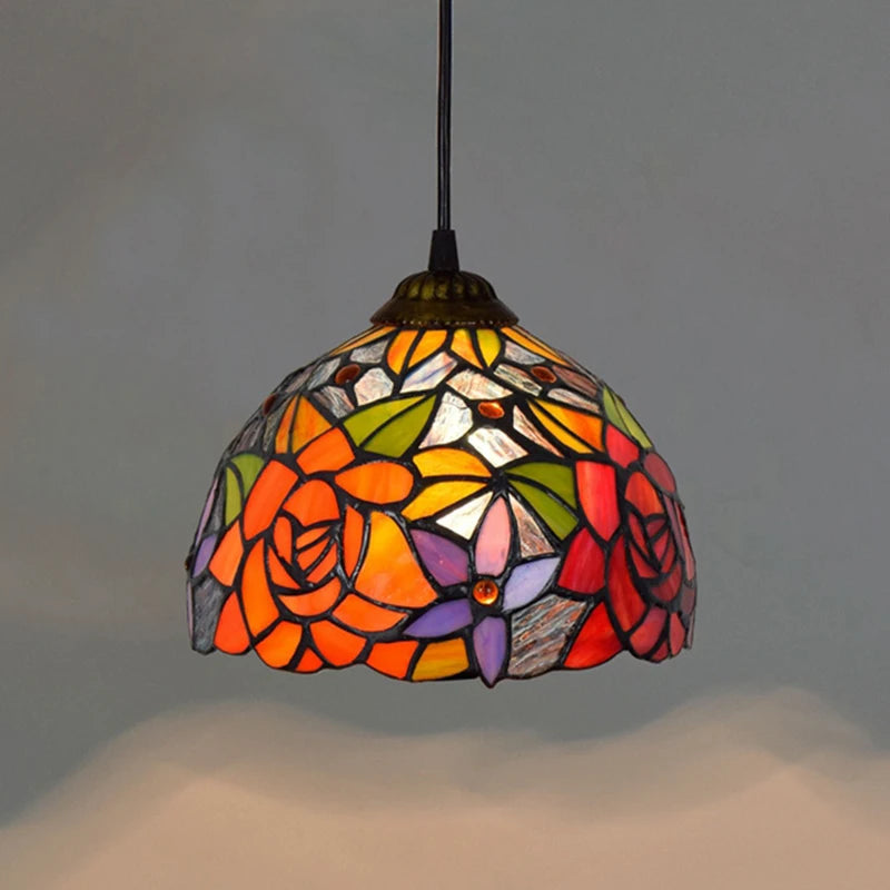 Aegean Whisper — Compact Stained Glass Pendant Lamp | Tiffany Style
