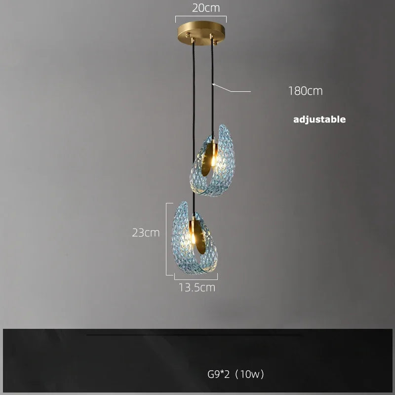 Azure Wave — Blue Glass & Brass Sculptural Lamp