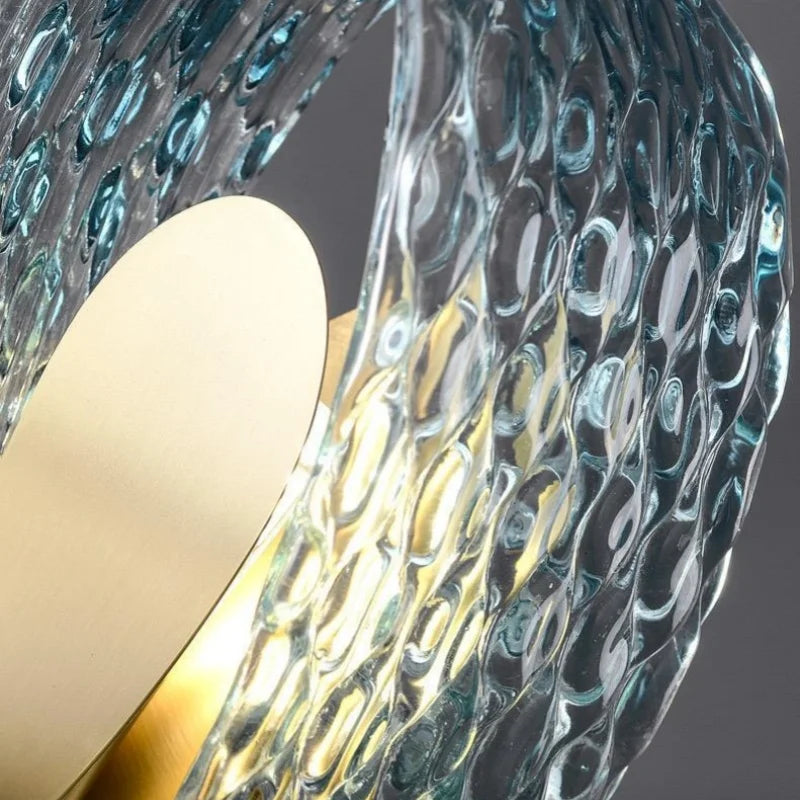 Azure Wave — Blue Glass & Brass Sculptural Lamp