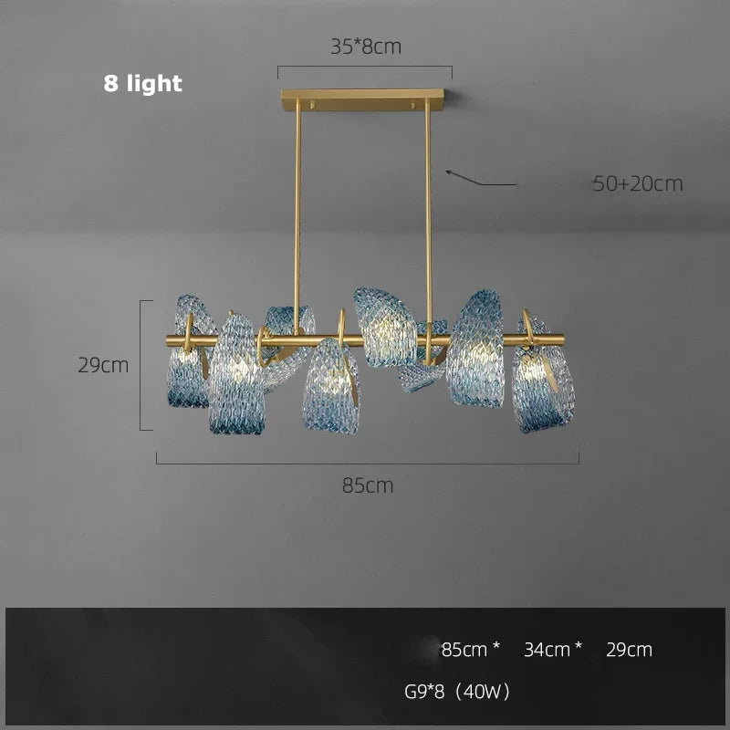 Azure Wave — Blue Glass & Brass Sculptural Lamp