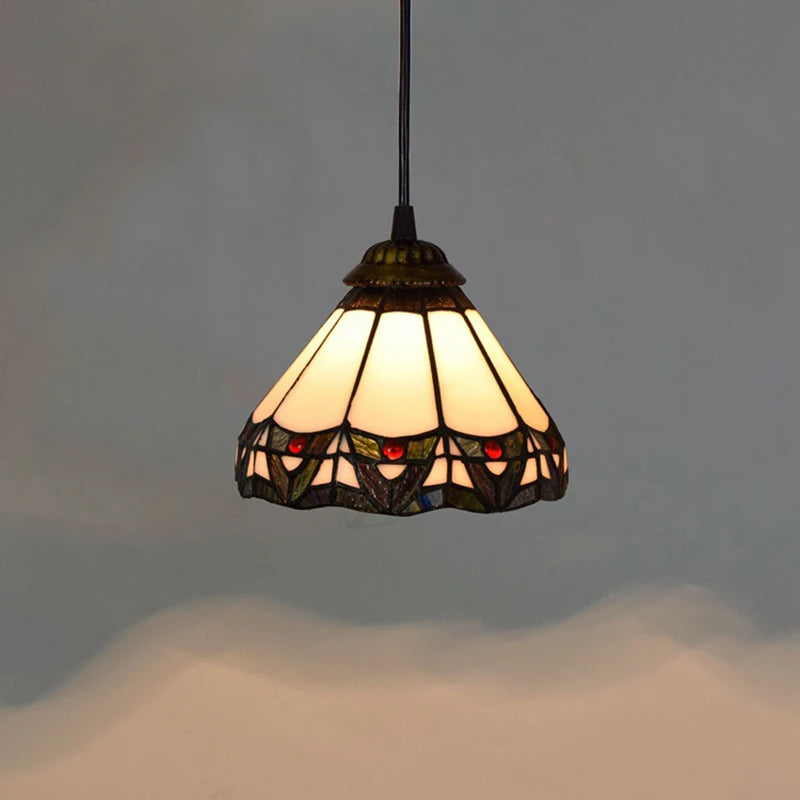 Aegean Whisper — Compact Stained Glass Pendant Lamp | Tiffany Style
